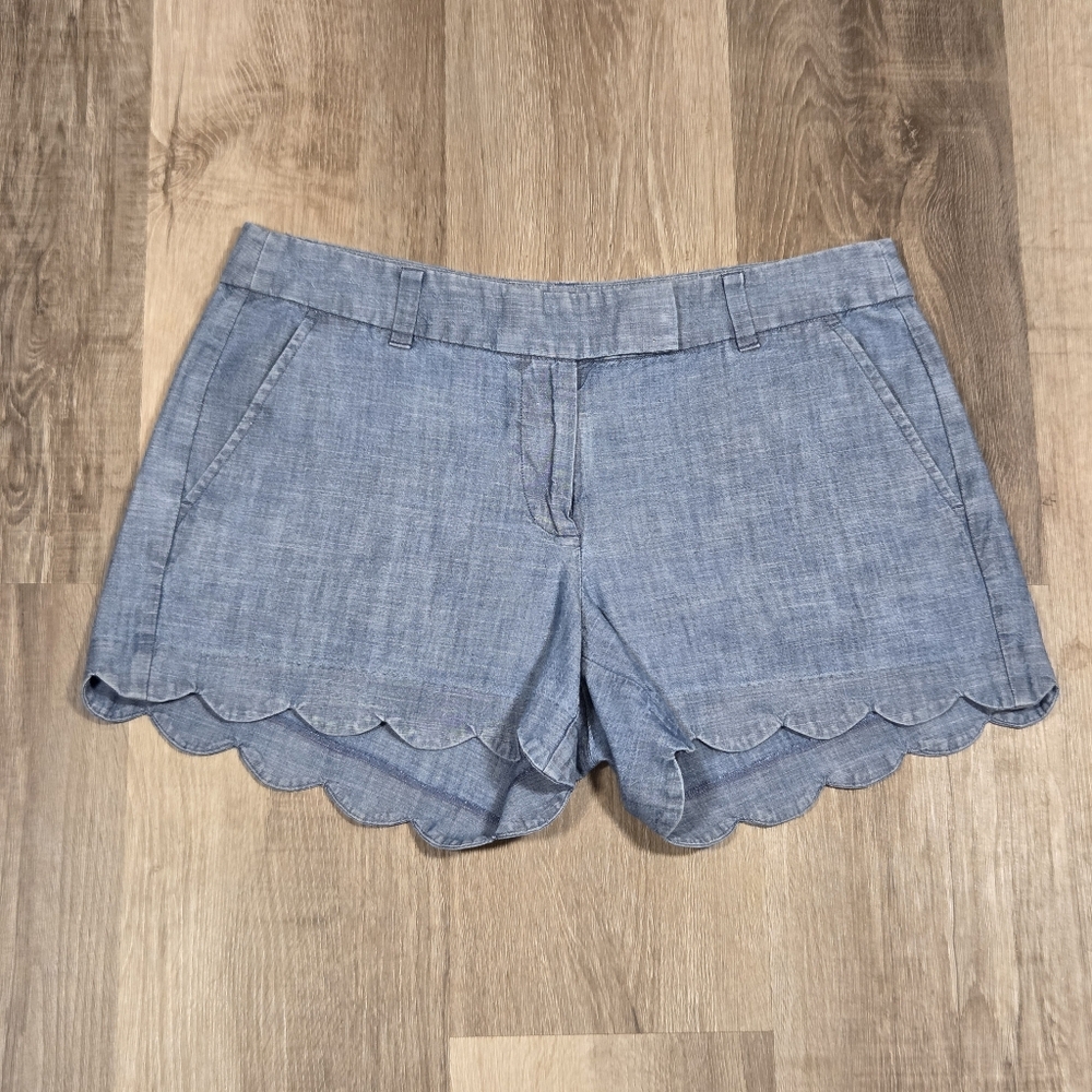 J.Crew chambray shorts with a scalloped hem